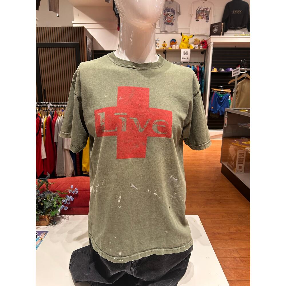 1998 Vintage Live Band Graphic Green Tee Size Large